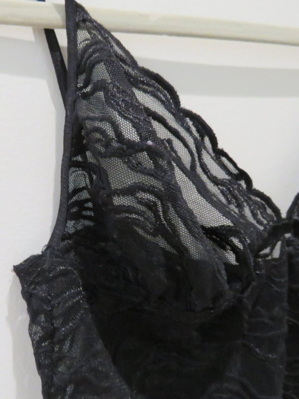 VINTAGE BCBG INTIMATES Semi Sheer Black Babydoll Cami Crop Top Black Whimsigoth - Picture 6 of 10